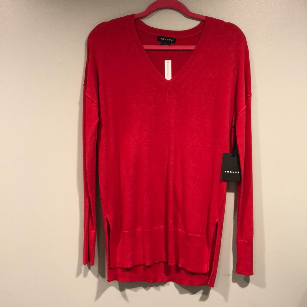 Trouve red v neck sweater